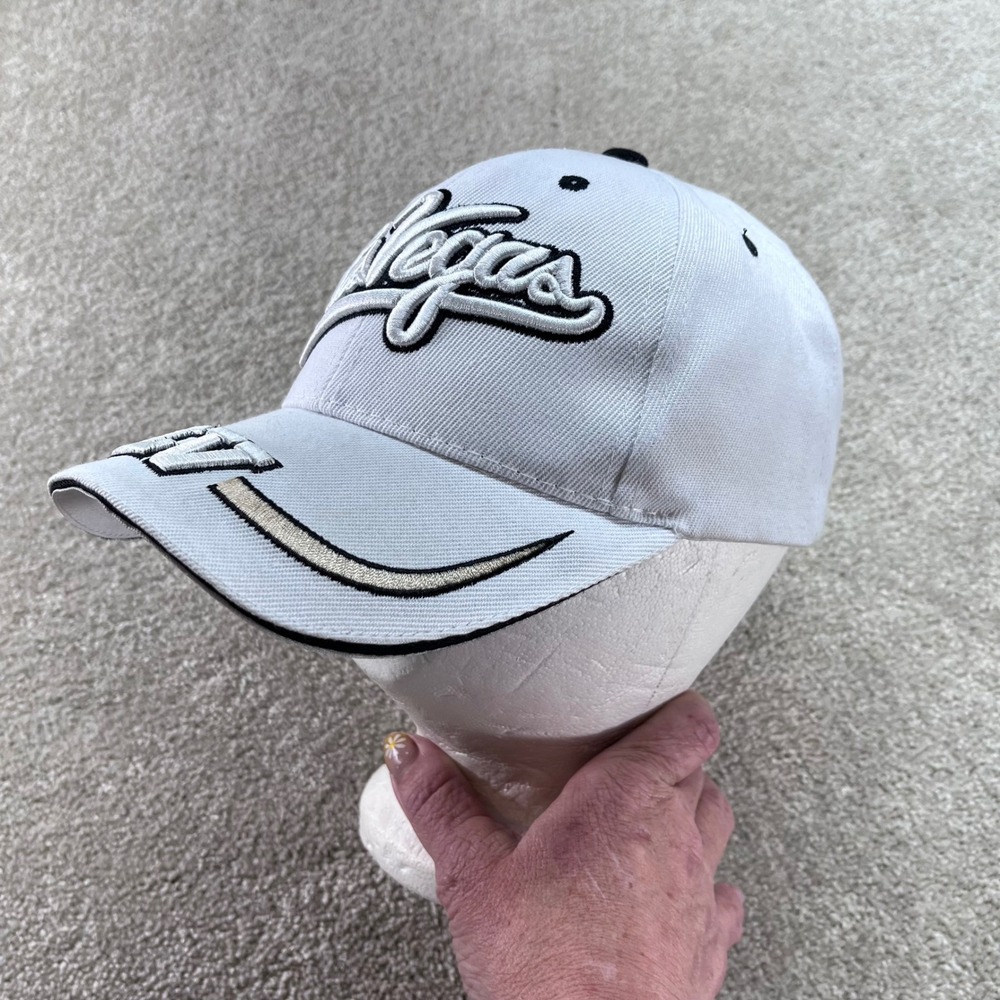 Lanza Las Vegas Baseball Hat Mens OSFM White Embroidered LV Adjustable Cap‎